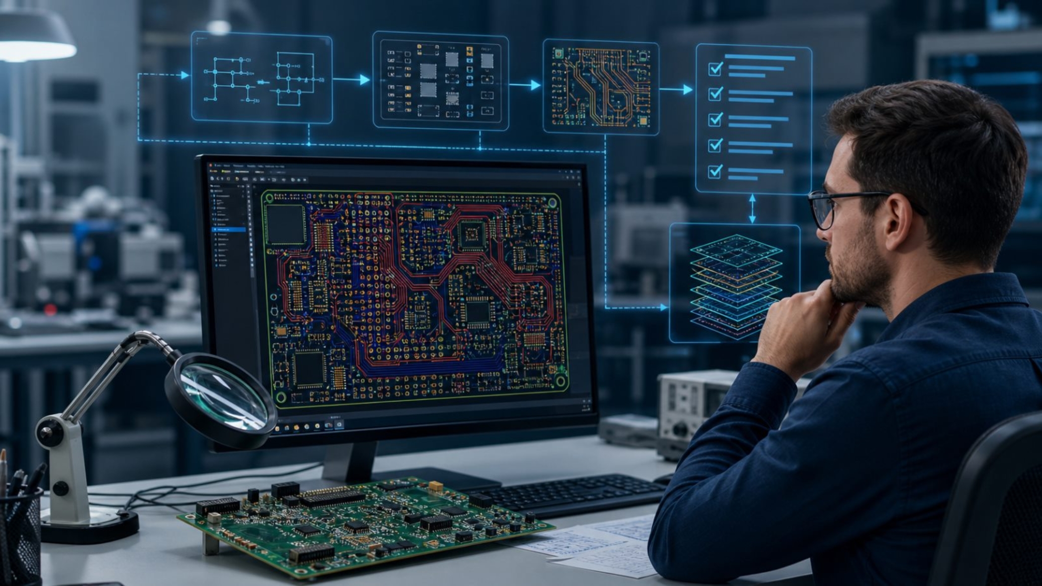 Dedicated PCB design engineers working on hardware development